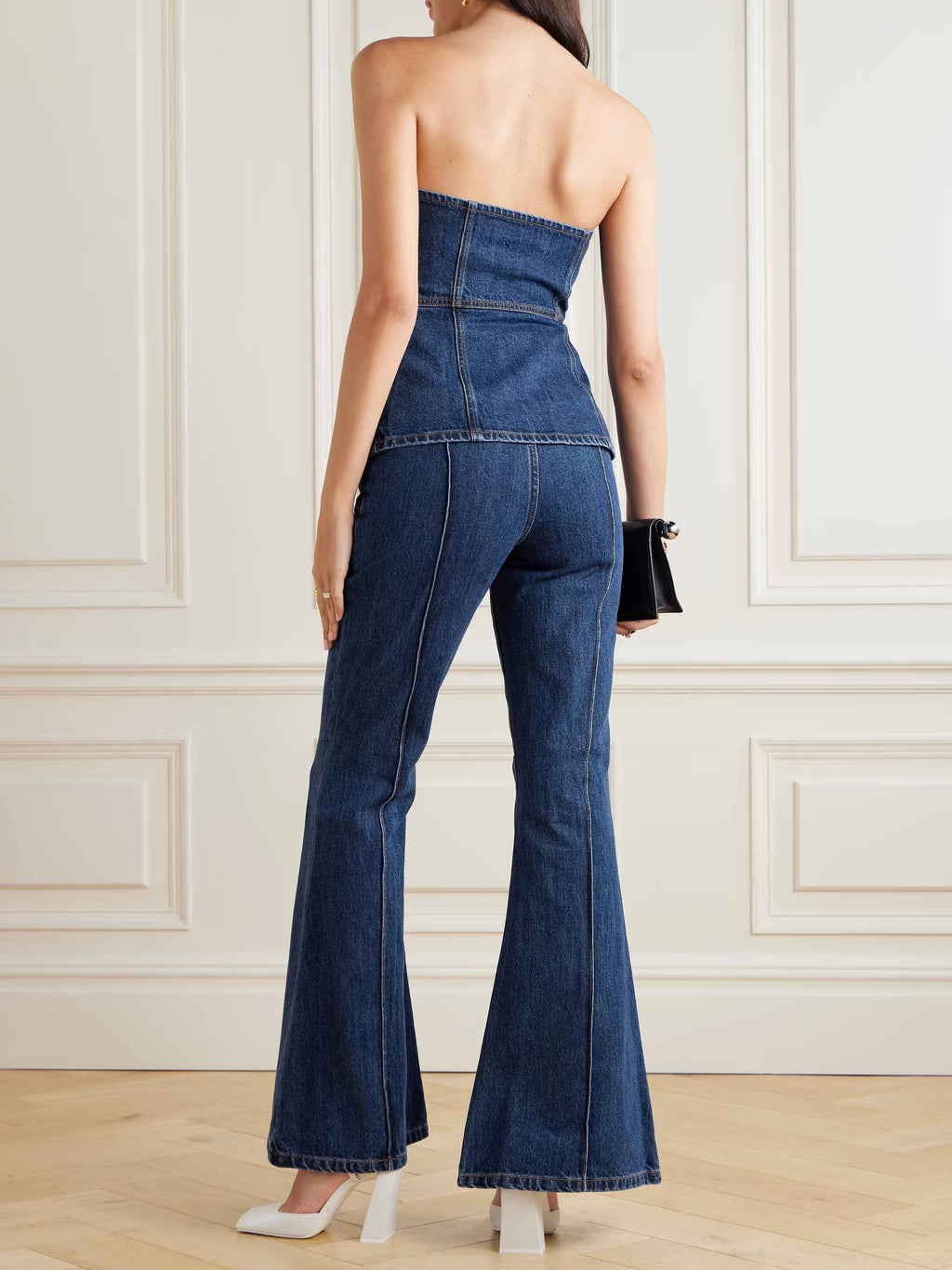 Retro High-Waisted Flared Denim Pants