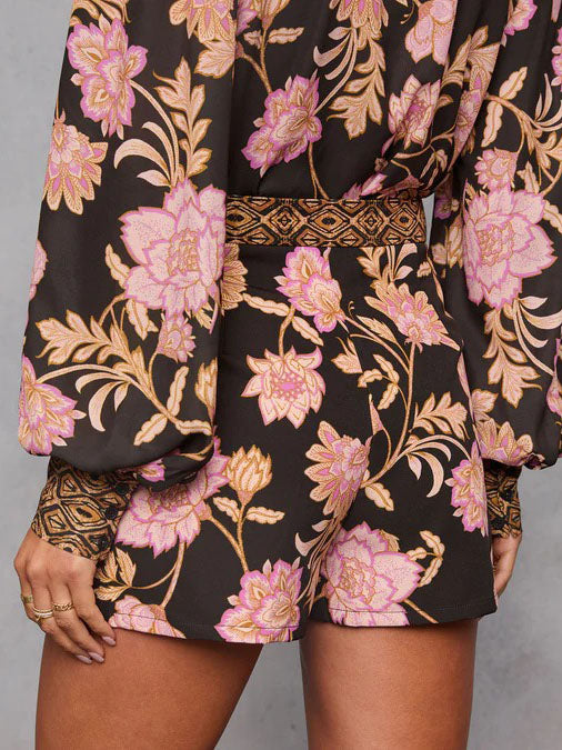 Jupe portefeuille décontractée à imprimé floral bohème