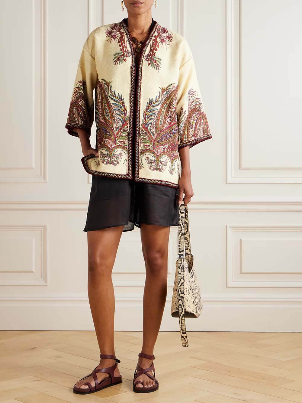 Veste ample classique à imprimé jacquard unique