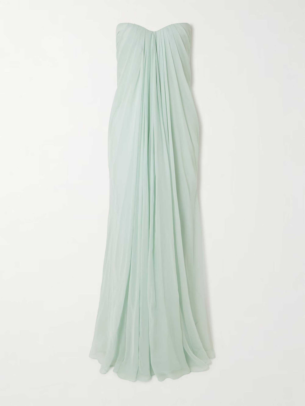 Elegant Strapless Flowing Chiffon Maxi Dress
