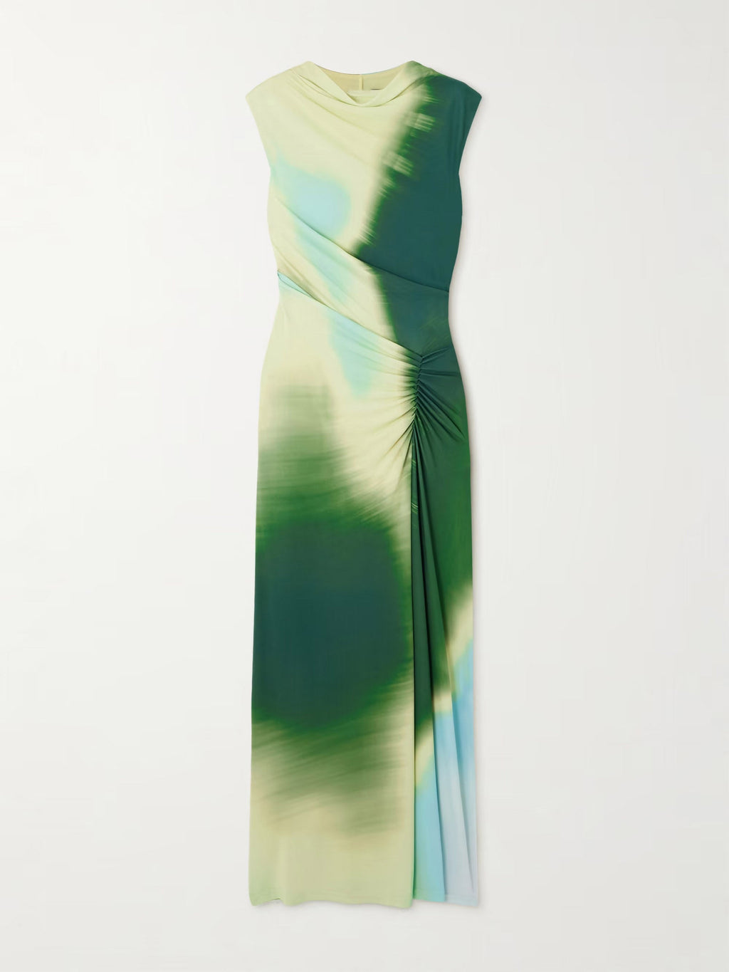 Robe longue plissée extensible à imprimé tie-dye exquis