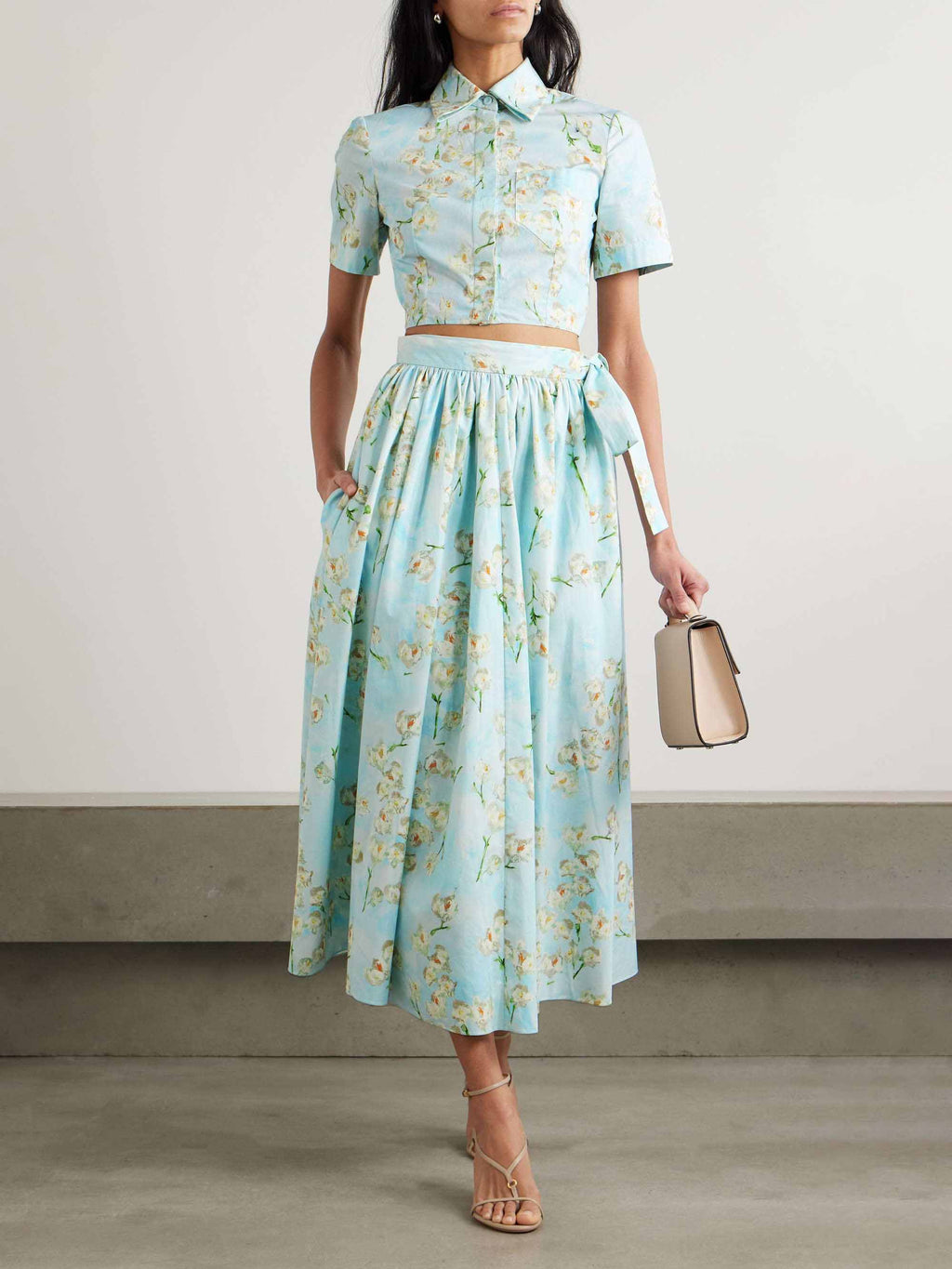 Casual Fresh Floral Print Lace-up Skirt