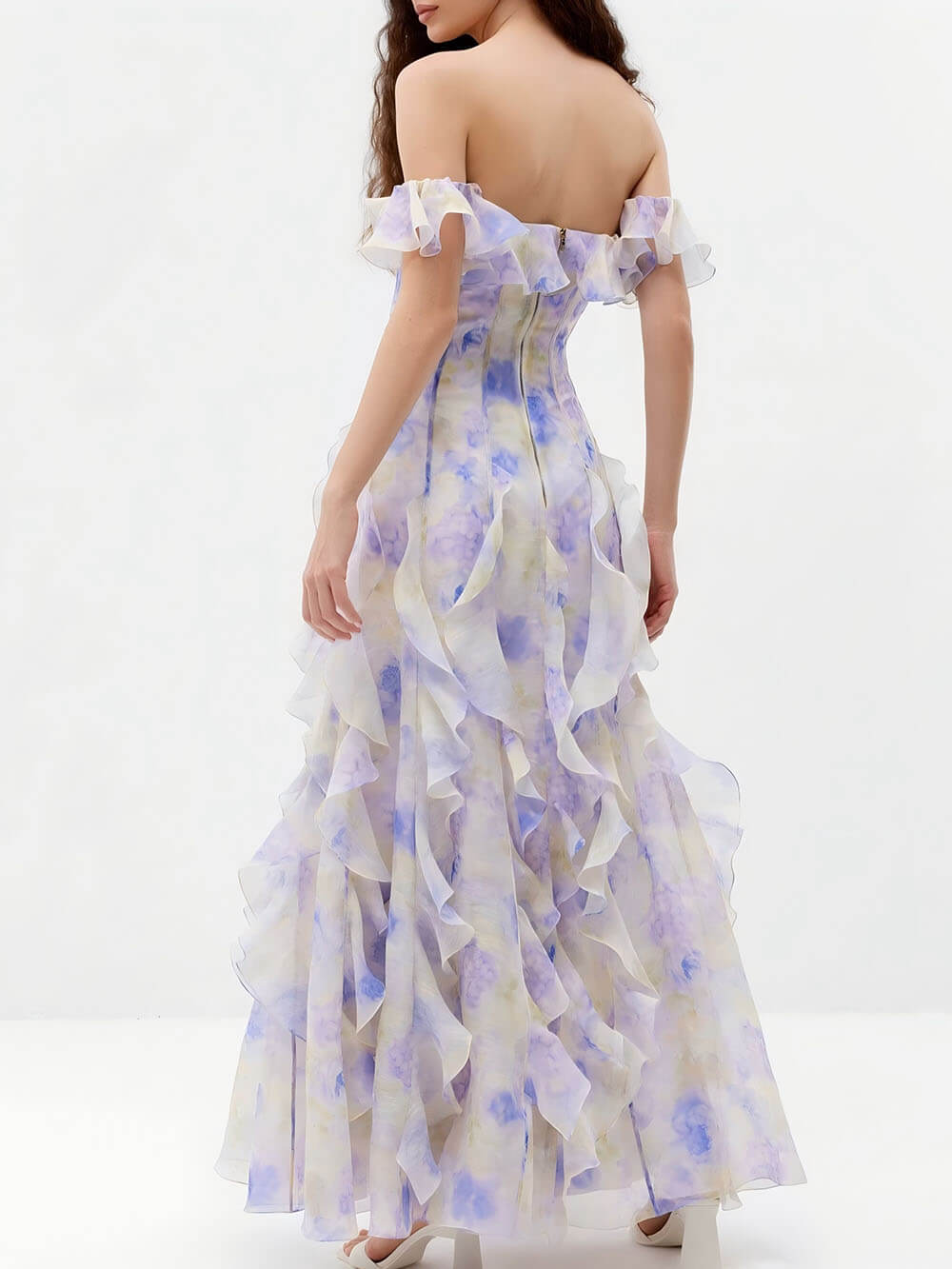 Lässiges Maxikleid im Urlaubsstil mit Trägern und Blumenrüschen