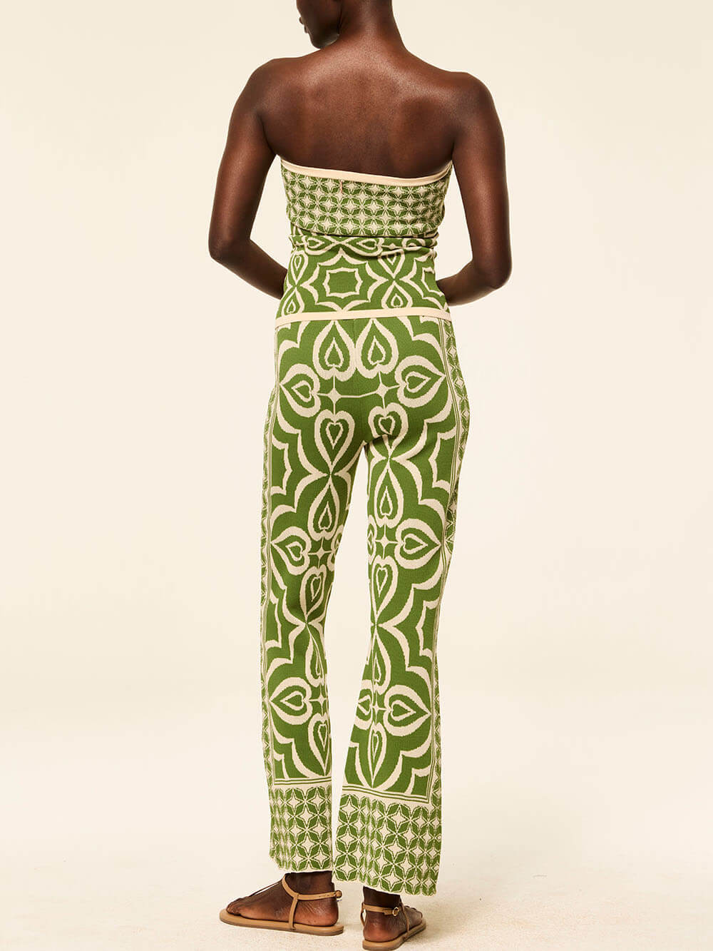 Slim-Fit-Hose aus Stretch-Strick-Jacquard mit Kachelmuster im Frühlings-Look