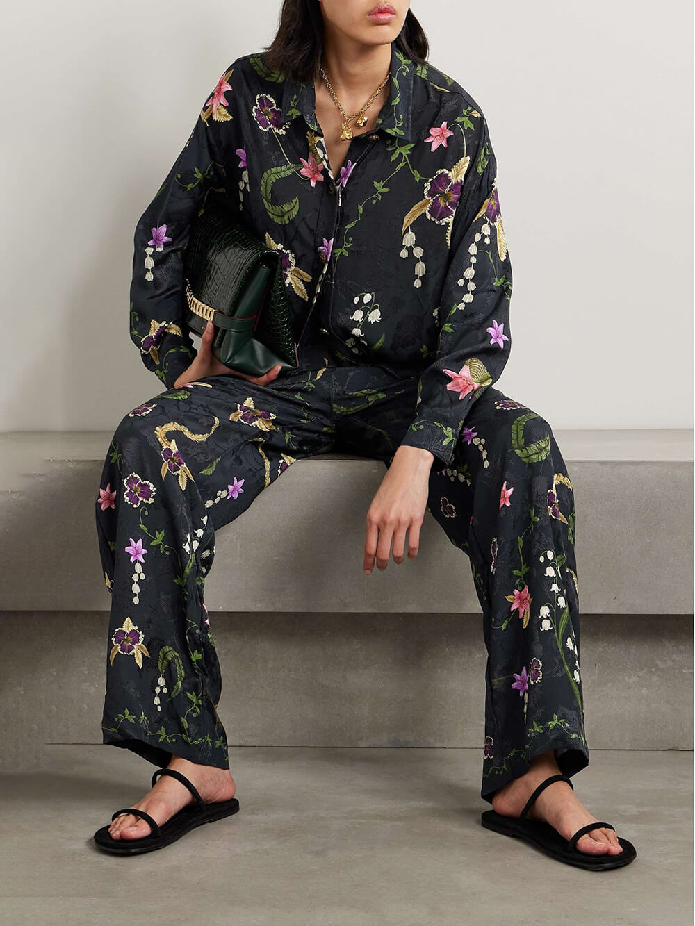 Elegant Floral Print Button-Up Shirt