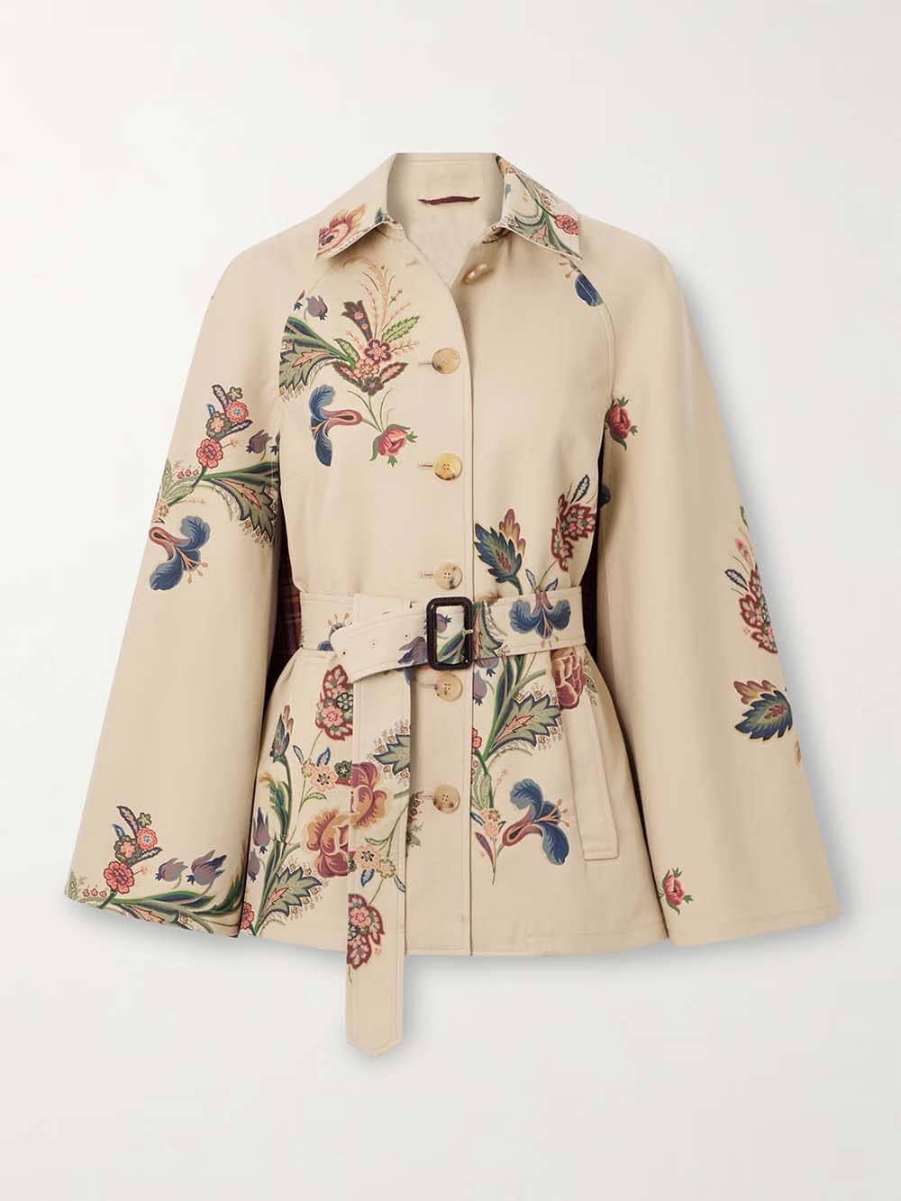 Retro-Twilljacke mit Cape-Effekt und Gürtelprint