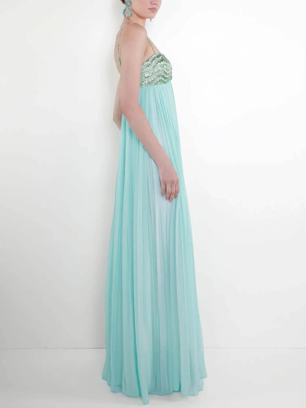 Elegantes Maxikleid mit gerüschtem Twist-Detail und Spaghettiträgern