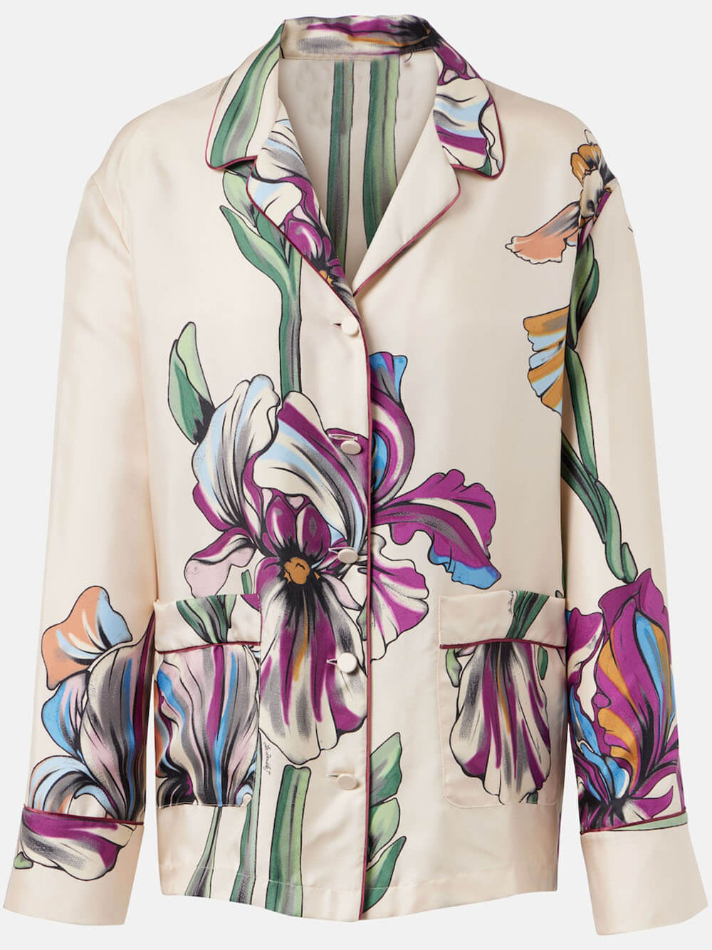 Casual Time Unique Floral Print Lapel Loose Button-Down Oversized Shirt