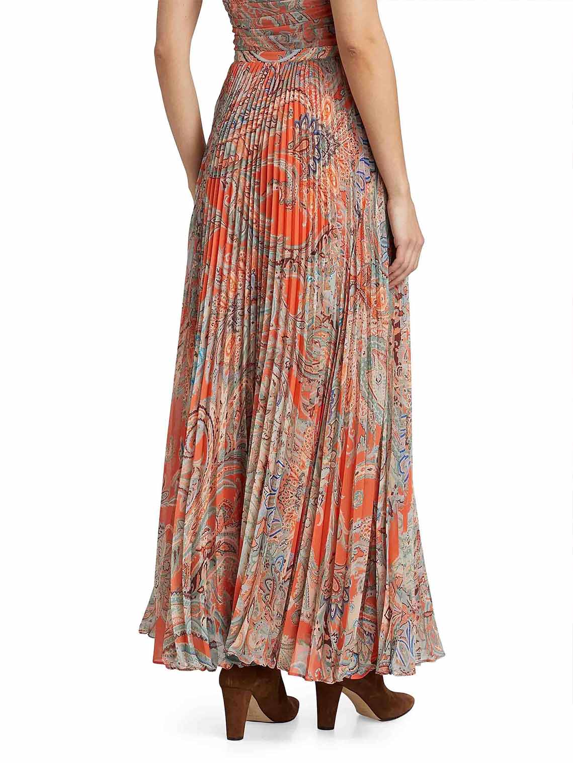 Exquisiter Chiffon-Plisseerock mit Paisley-Print