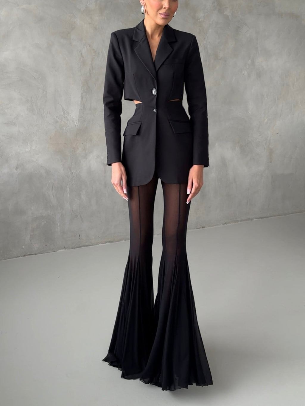 Elegant Cutout Slim-fit Long-sleeved Blazer