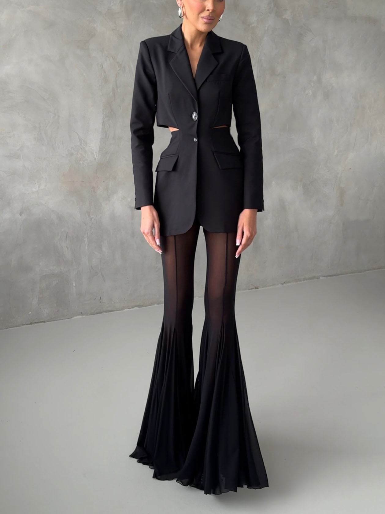 Elegant Cutout Slim-fit Long-sleeved Blazer