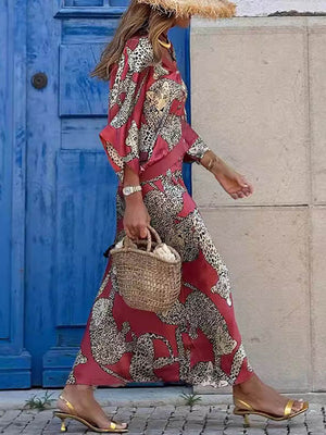 Chemisier oversize boutonné à imprimé tigre en satin moderne et unique