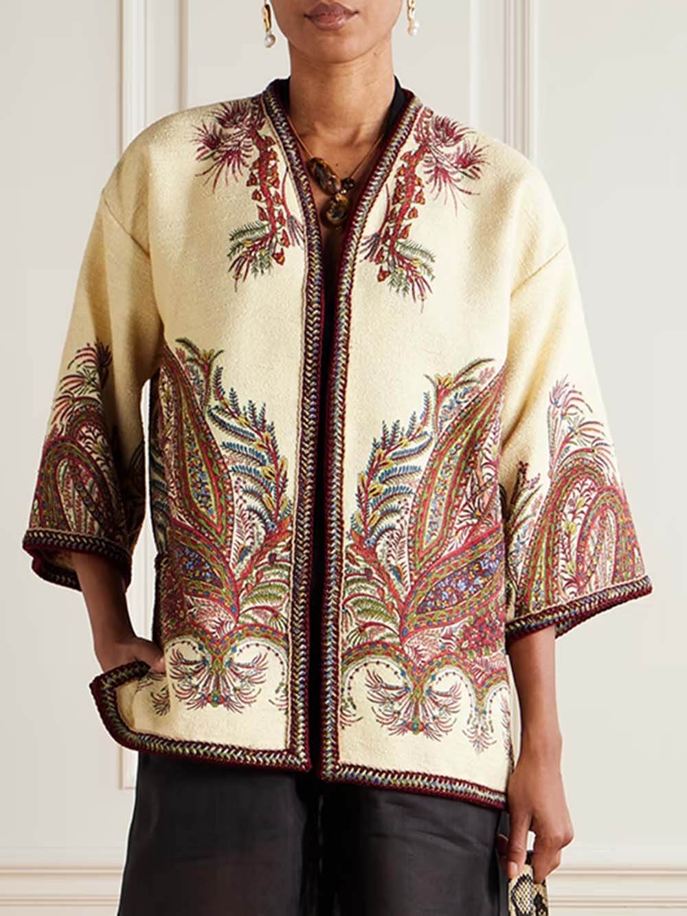 Veste ample classique à imprimé jacquard unique