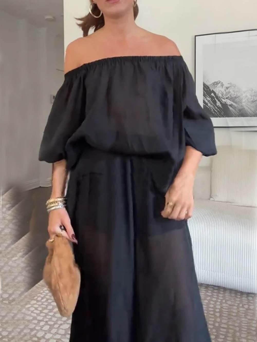 Casual Chiffon Elastic Waist Knotted Bloomer
