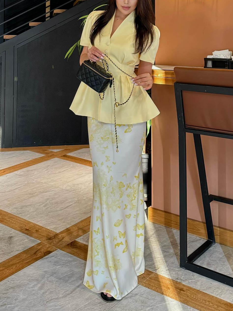 Jupe queue de poisson élégante à imprimé papillon de rêve