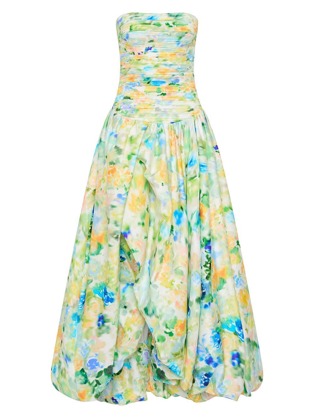 Elegantes Tube-Top Violette Maxikleid mit bedrucktem Ballonsaum