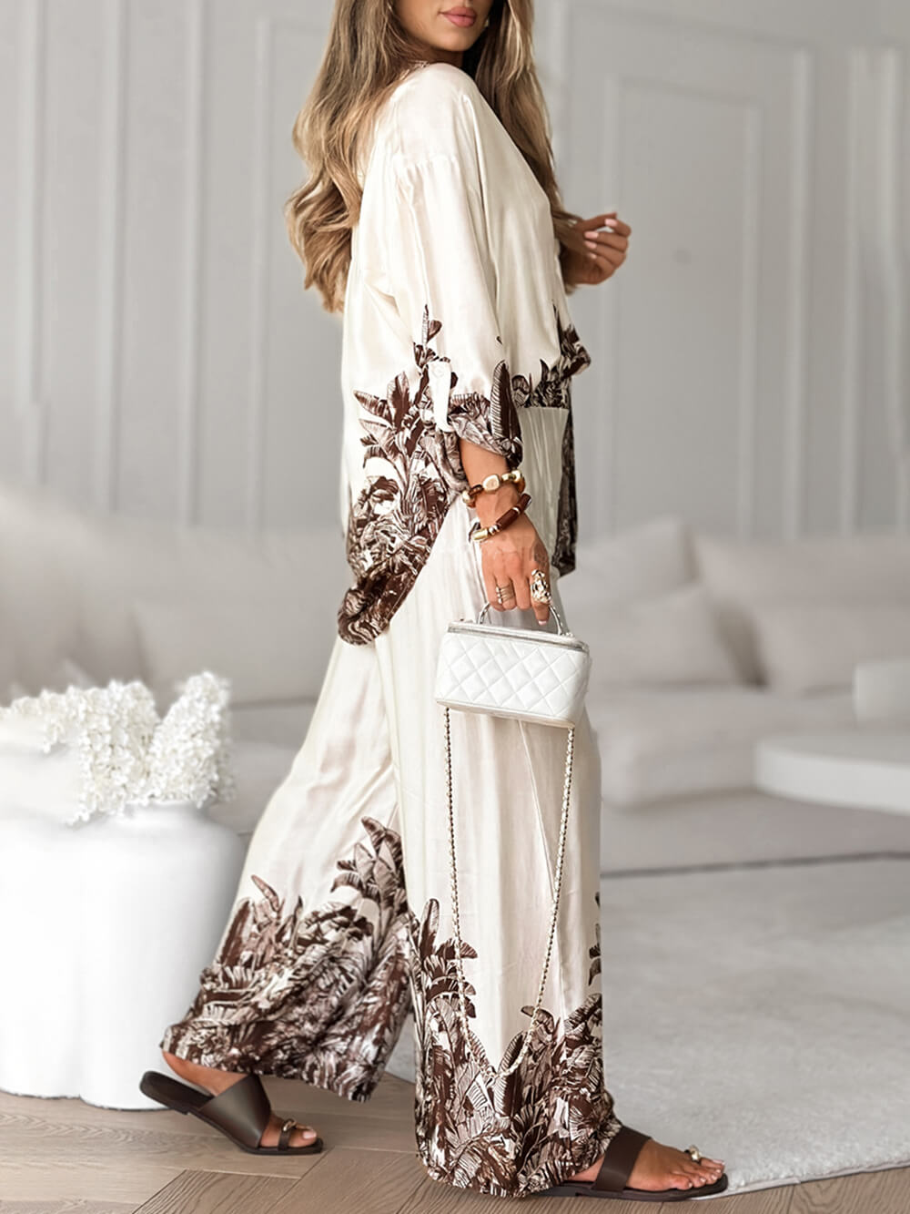 Casual Stand-Collar Floral Print Loose Blouse