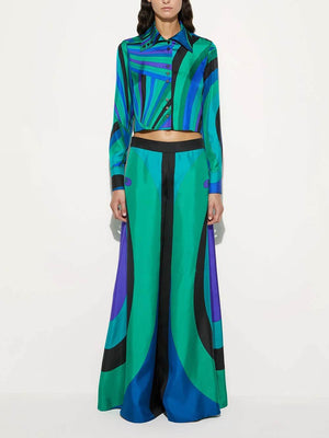 Unique Rainbow Print Cropped Shirt