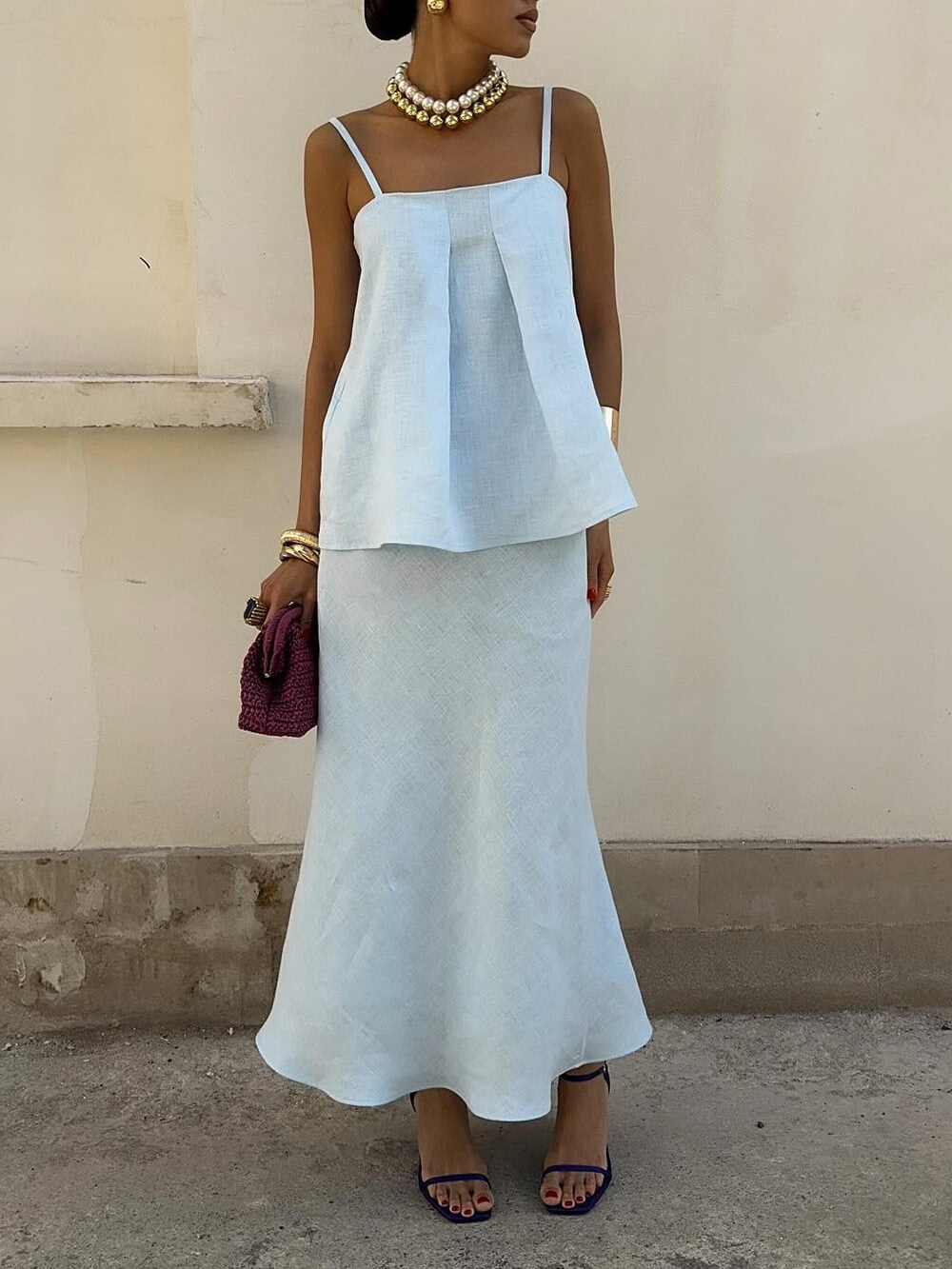 Haut caraco froncé décontracté chic