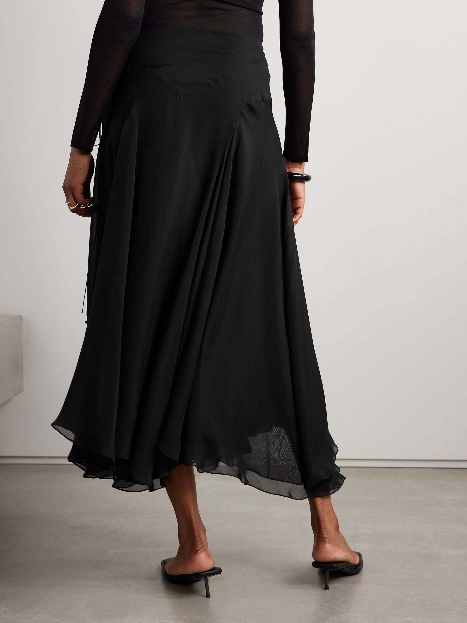 Exquisiter asymmetrischer Maxirock aus plissiertem Chiffon