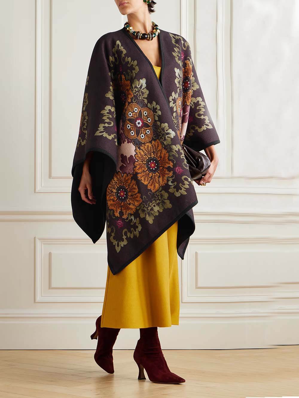 Manteau châle décontracté à imprimé asymétrique style cardigan
