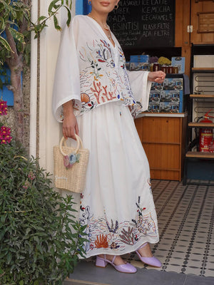 Chemise boutonnée doublée à imprimé brodé élégant