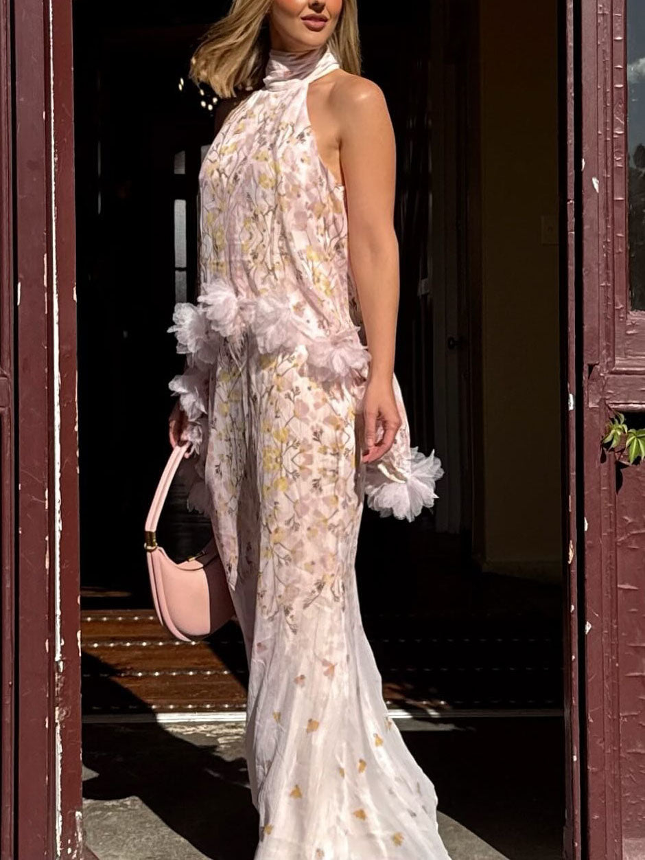 Jupe élégante en mousseline à imprimé floral