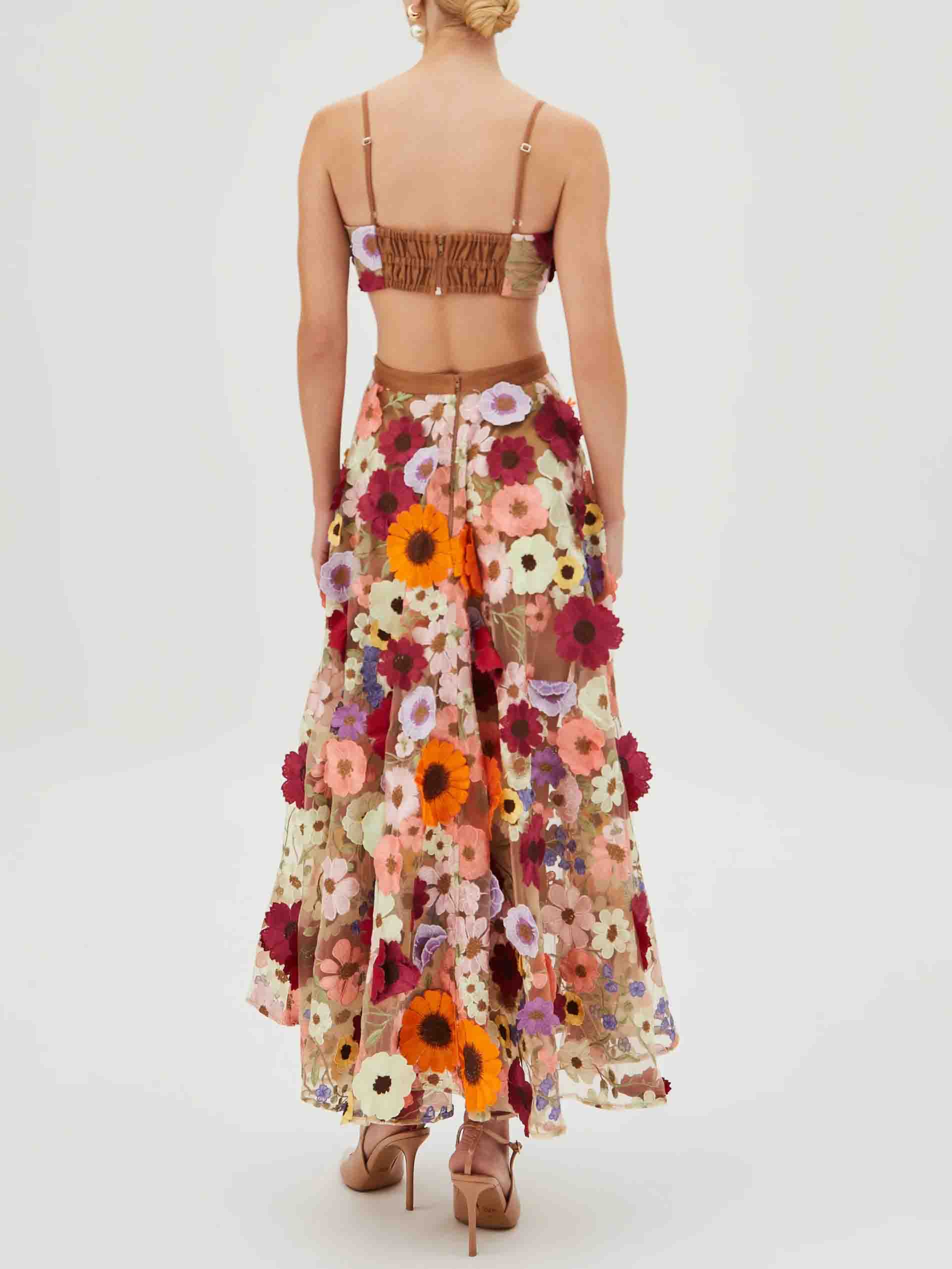 Exquisiter transparenter Rock mit Blumenstickerei