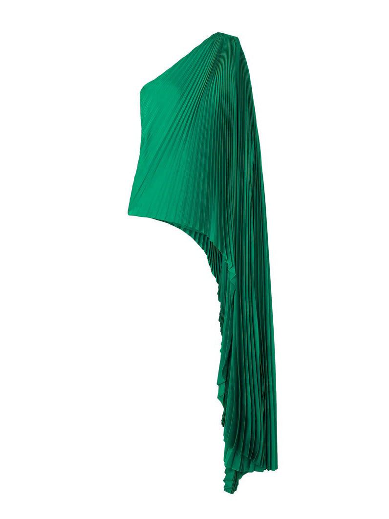 Elegantes One-Shoulder-Top aus asymmetrischem, plissiertem Satin