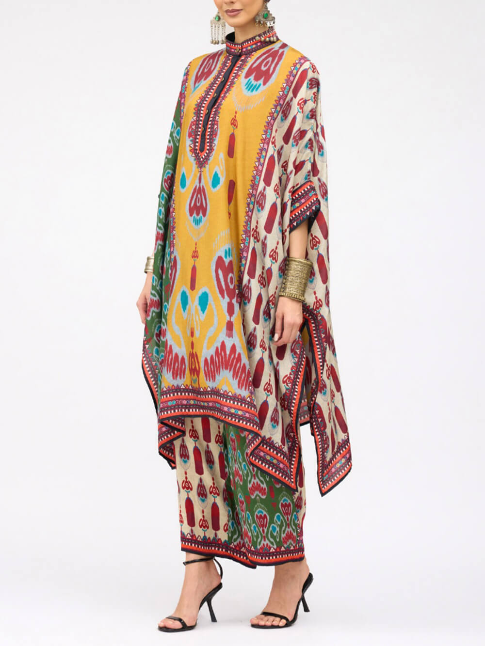 Lässige Retro-Patchwork-Hose mit Blumendruck und geradem Bein