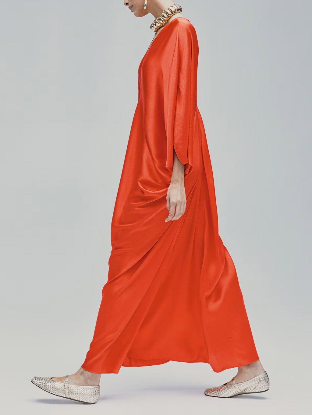 Elegant V-neck Satin Robe Maxi Dress