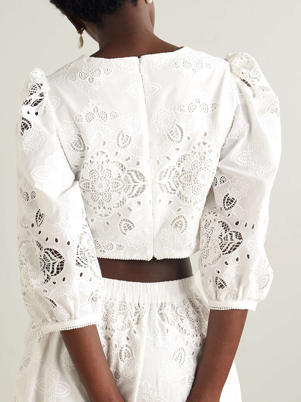 Retro Lace Crochet Embroidered Elastic Waist Midi Skirt