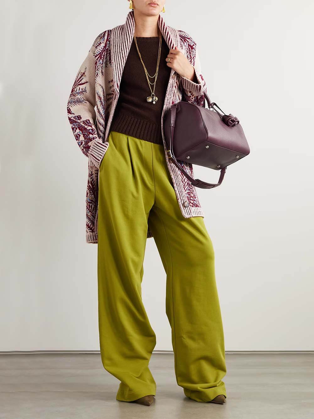 Cardigan jacquard en tricot surdimensionné exquis