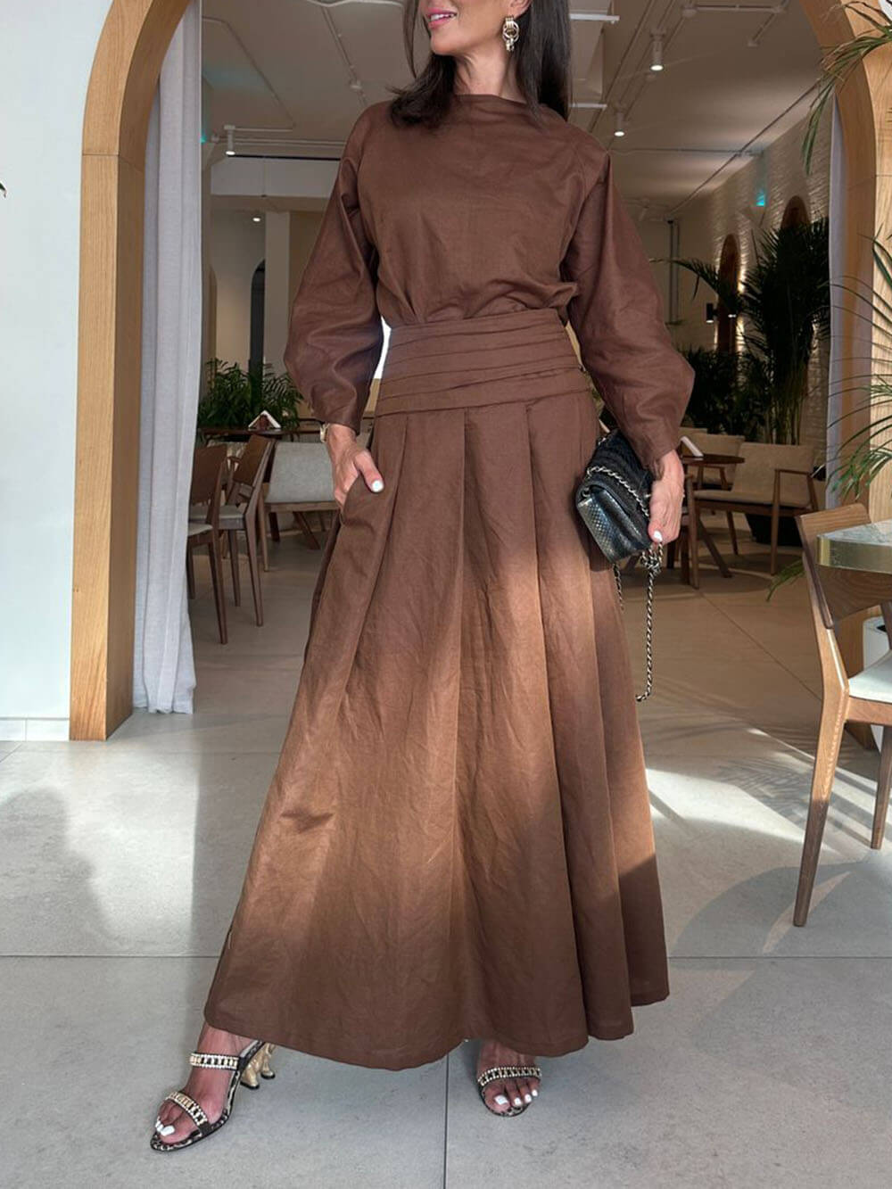 Oversize-Oberteil aus Leinen im Retro-Stil mit überschnittenen Schultern