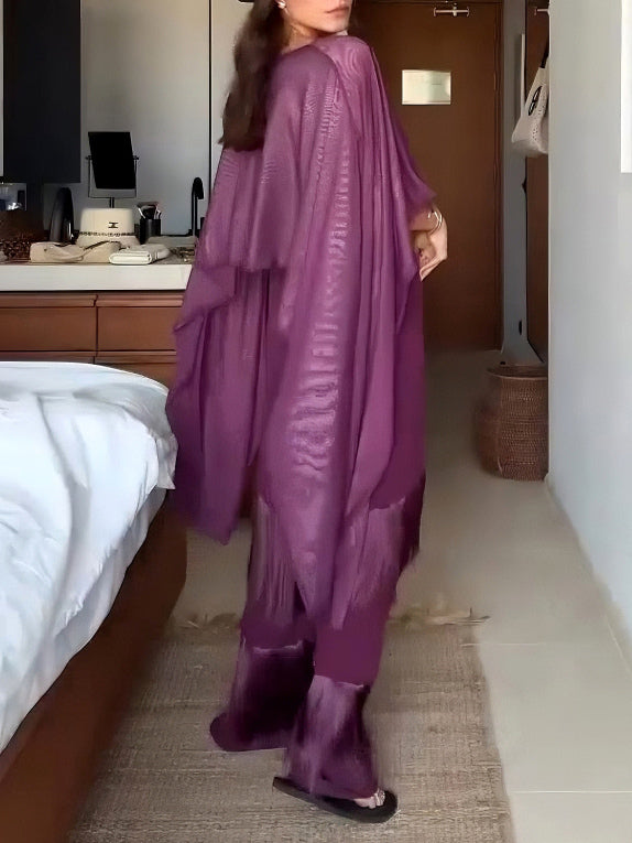 Elegant Fringed High-Waist Wide-Leg Pants