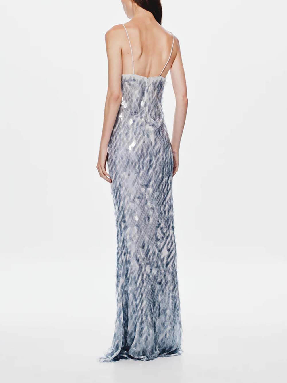 Elegant Sequined V-Neck Fitted Party Maxi Dress