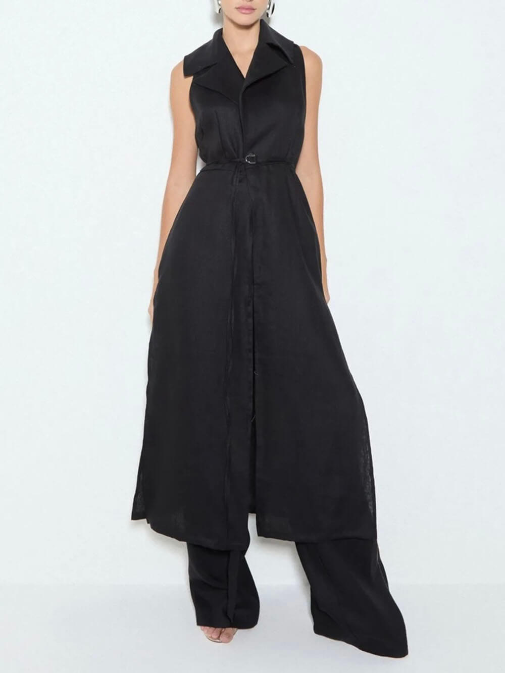 Débardeur midi à revers en mélange de lin Savina exquis