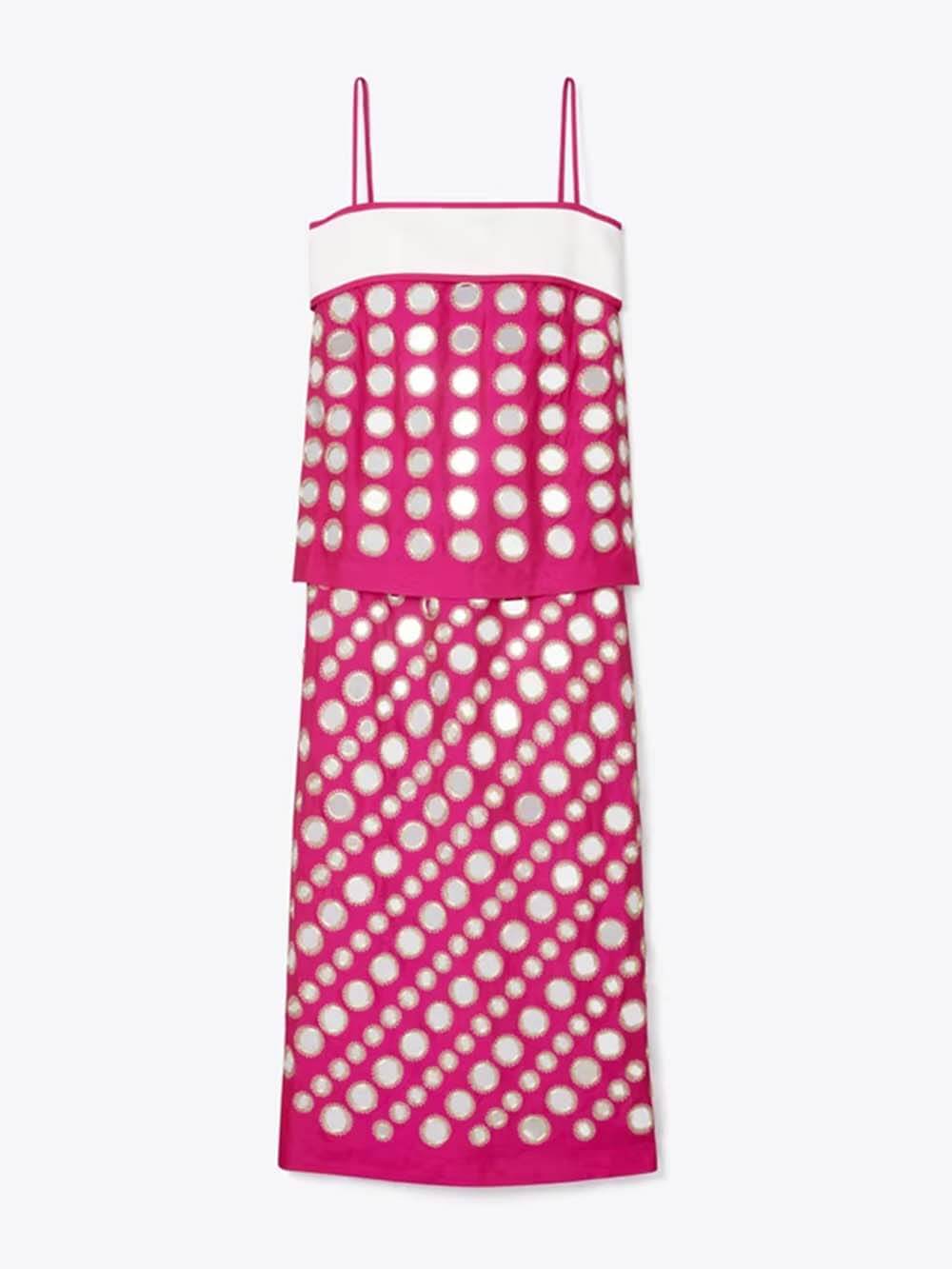 Fashion-Forward Multi-Layer Mirror Maxi Dress