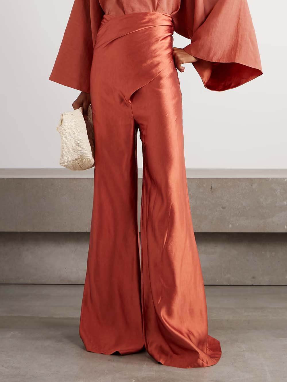 Unique Asymmetric Flared Sleeves Wrap Crop Top