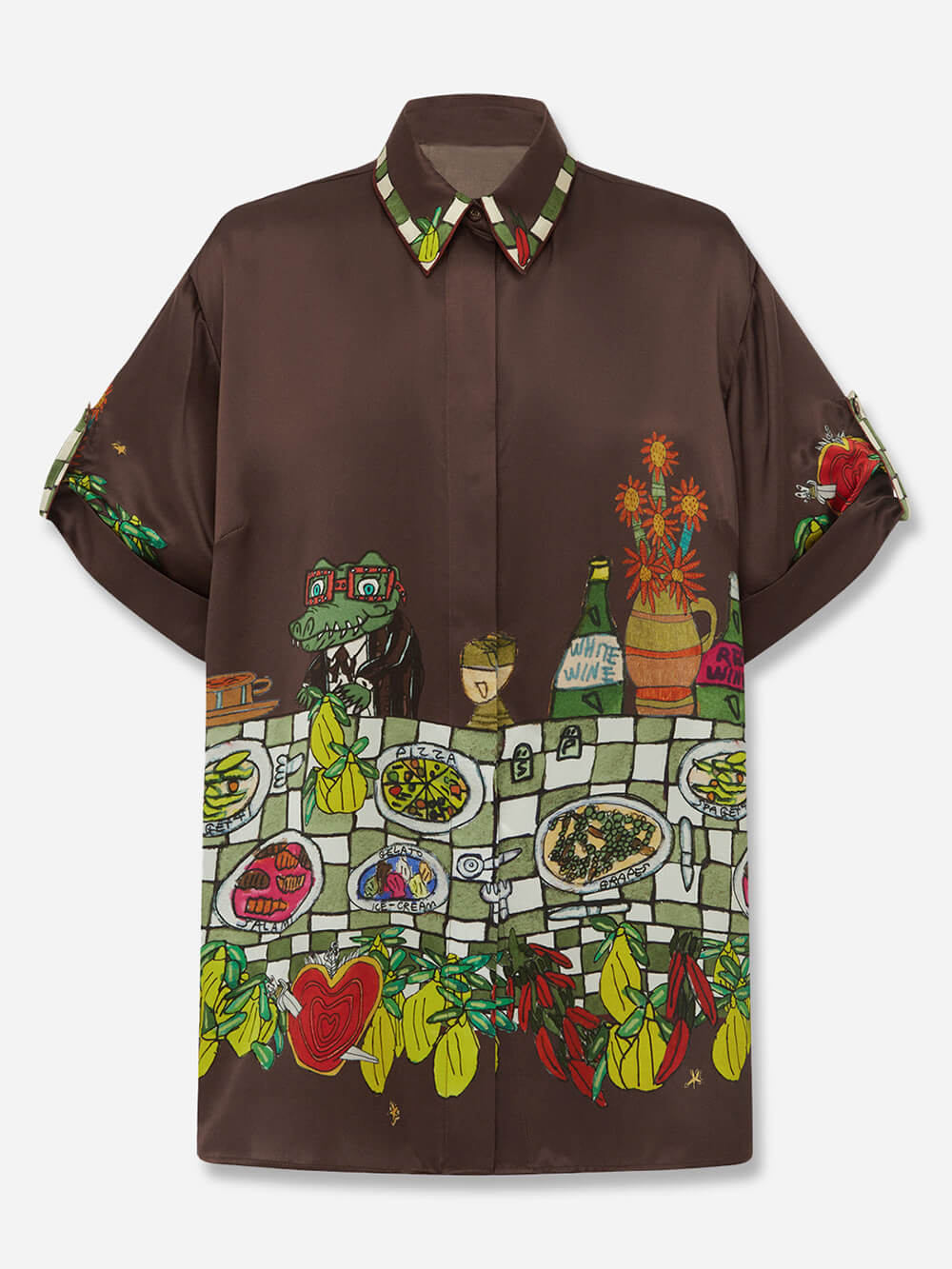 Chemise ample boutonnée à imprimé floral unique