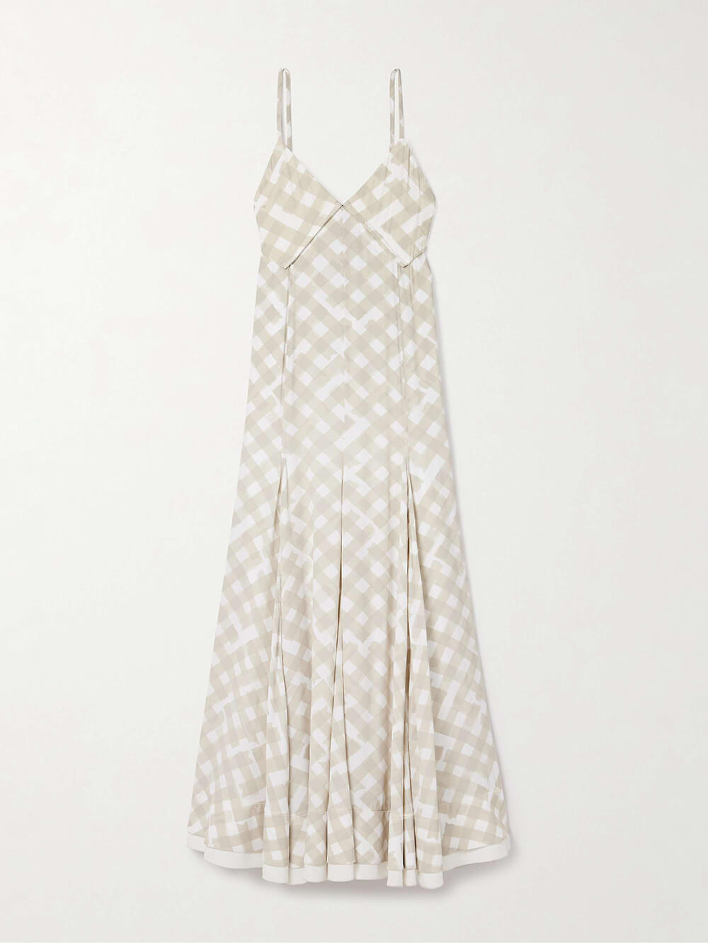 Elegantes Maxikleid aus plissiertem Crêpe mit Karomuster