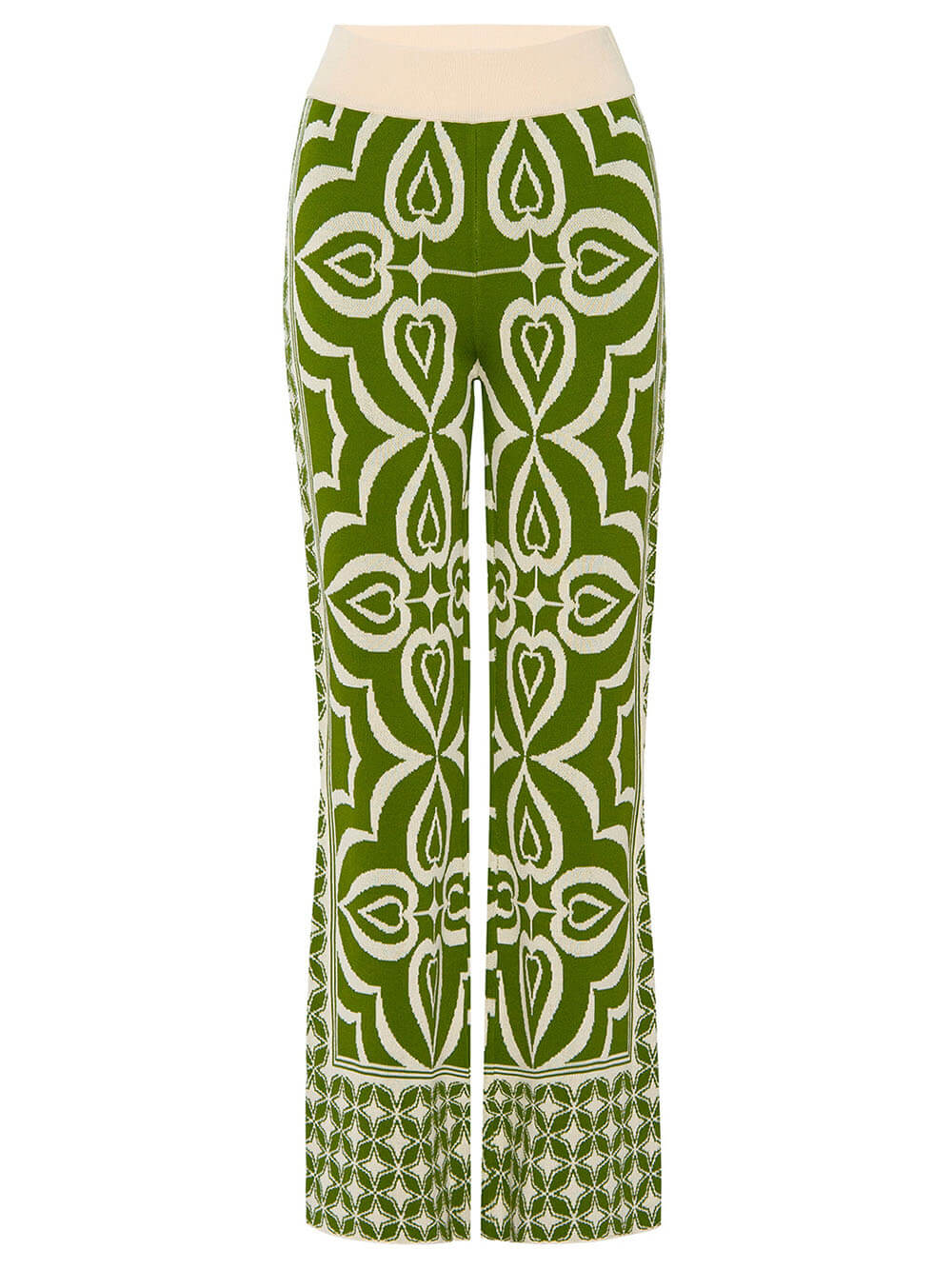 Slim-Fit-Hose aus Stretch-Strick-Jacquard mit Kachelmuster im Frühlings-Look
