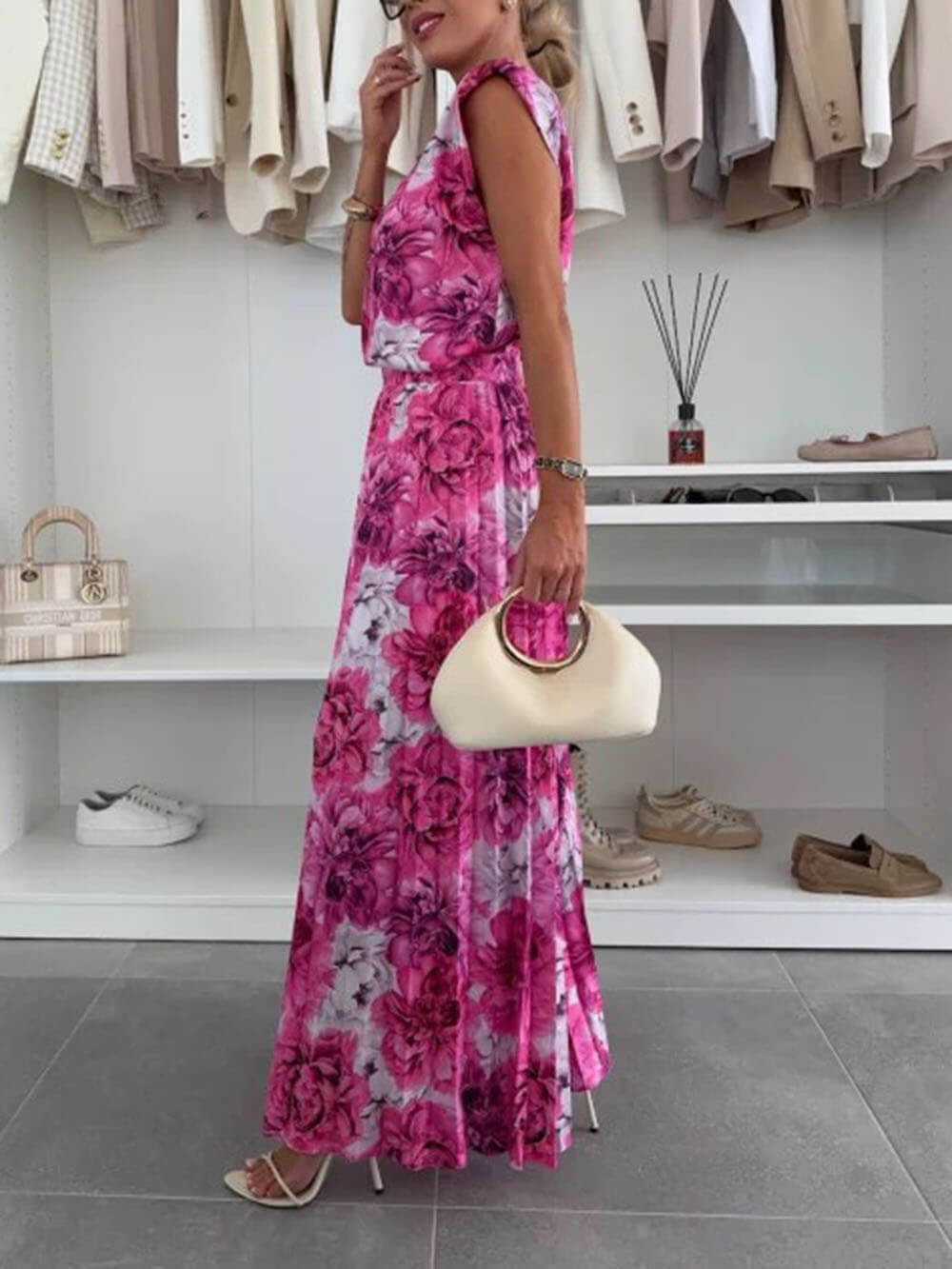 Fashionable Elastic Waist Pleated Wide-Leg Pants