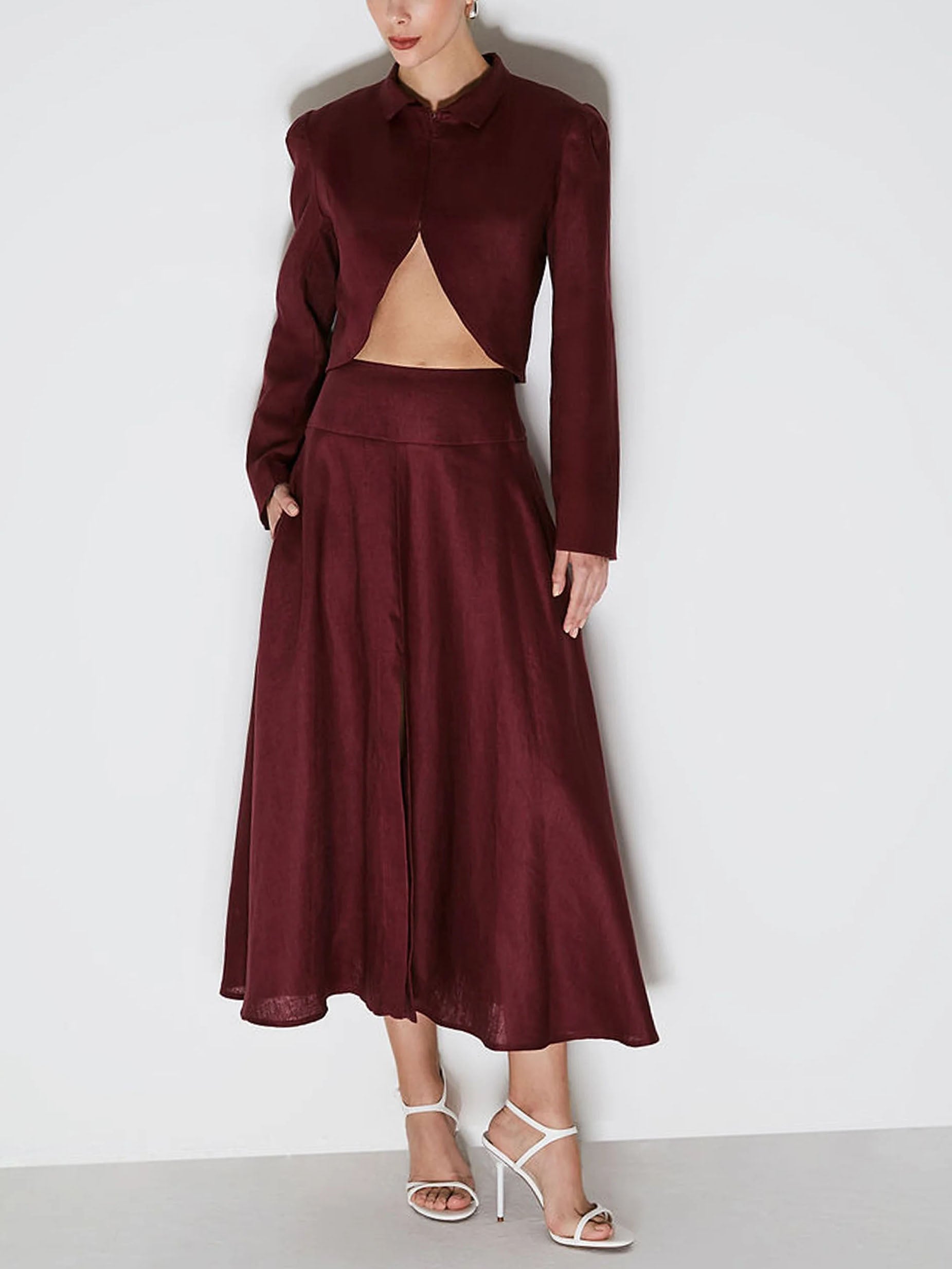 Casual Front Slit A-line Skirt