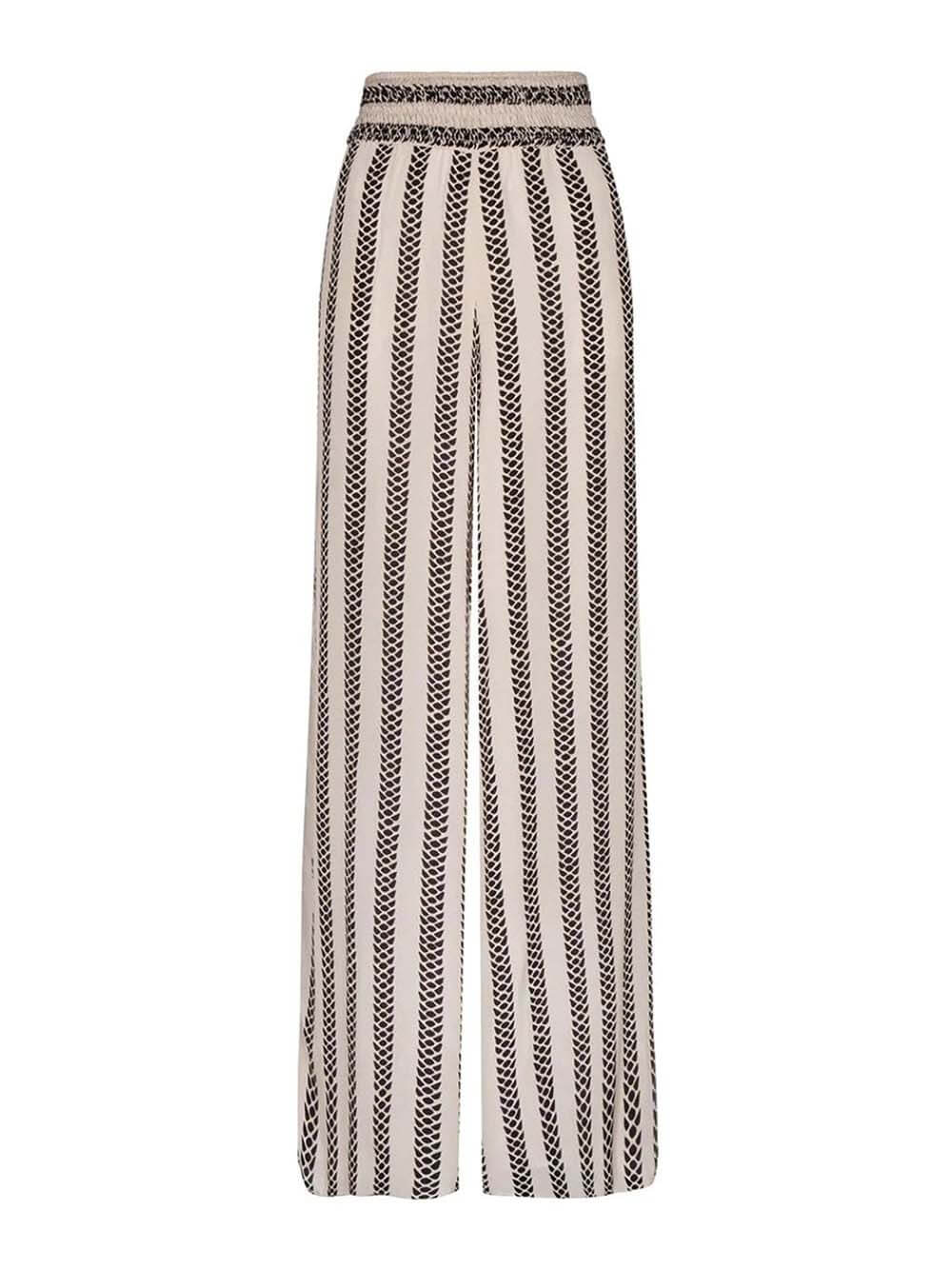 Einzigartige Hose mit plissierter Taille und Schlangenmuster, lockerer Tasche und weitem Bein