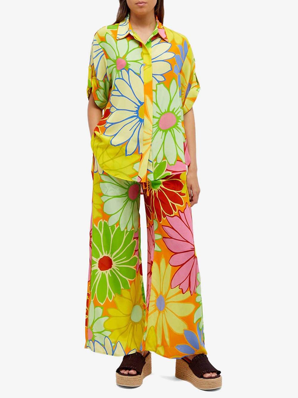 Pantalon ample à imprimé floral tendance