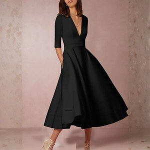 The Valencia Structured Midi Dress Black