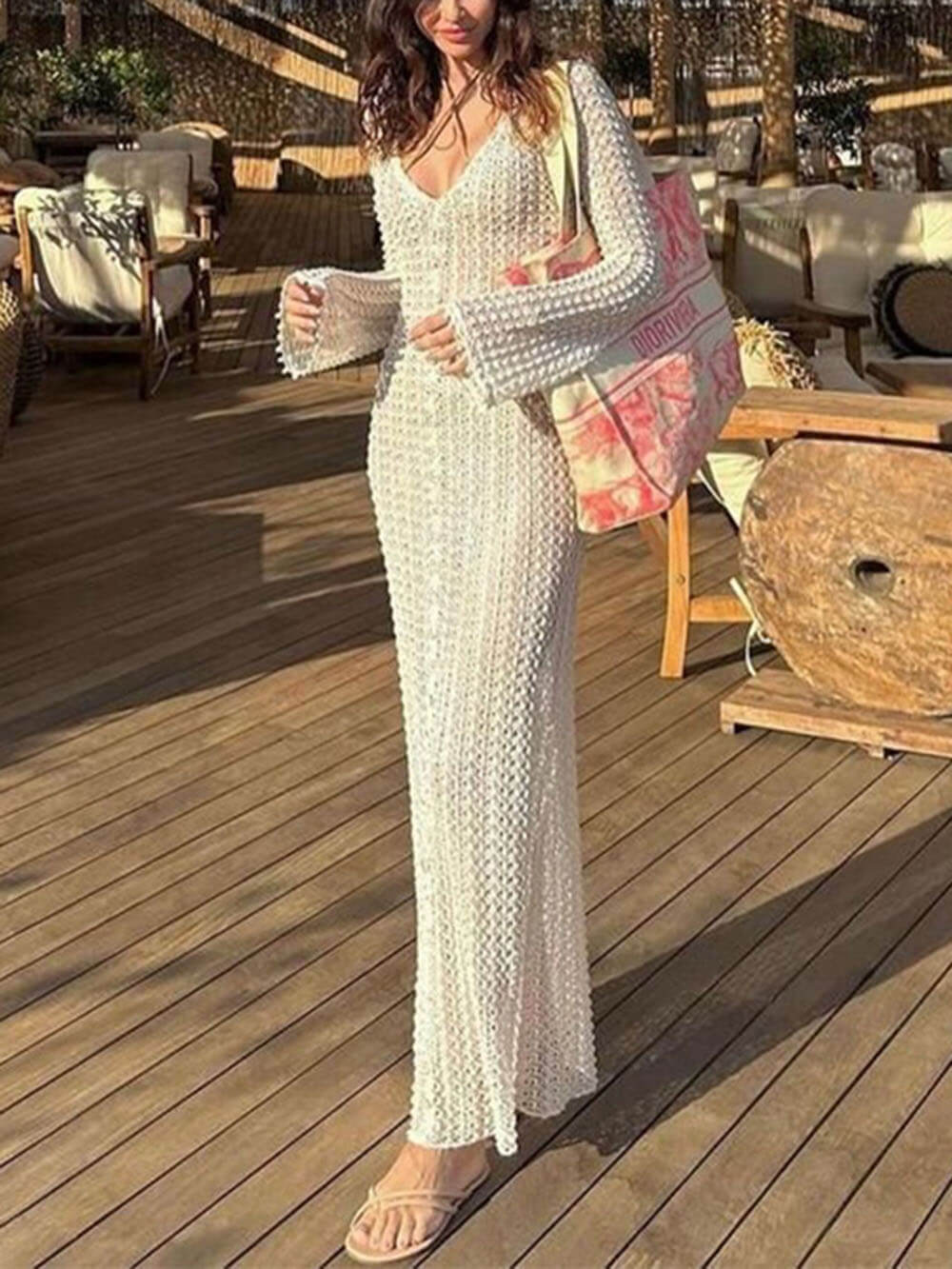 V-Ausschnitt Strand Sonnenschutz Badeanzug Cover-Up