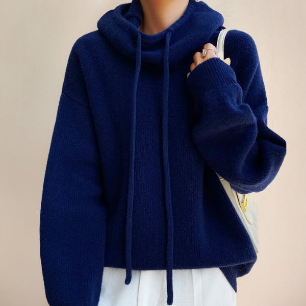The Laguna Drawstring Cowl-Neck Knit Sweater