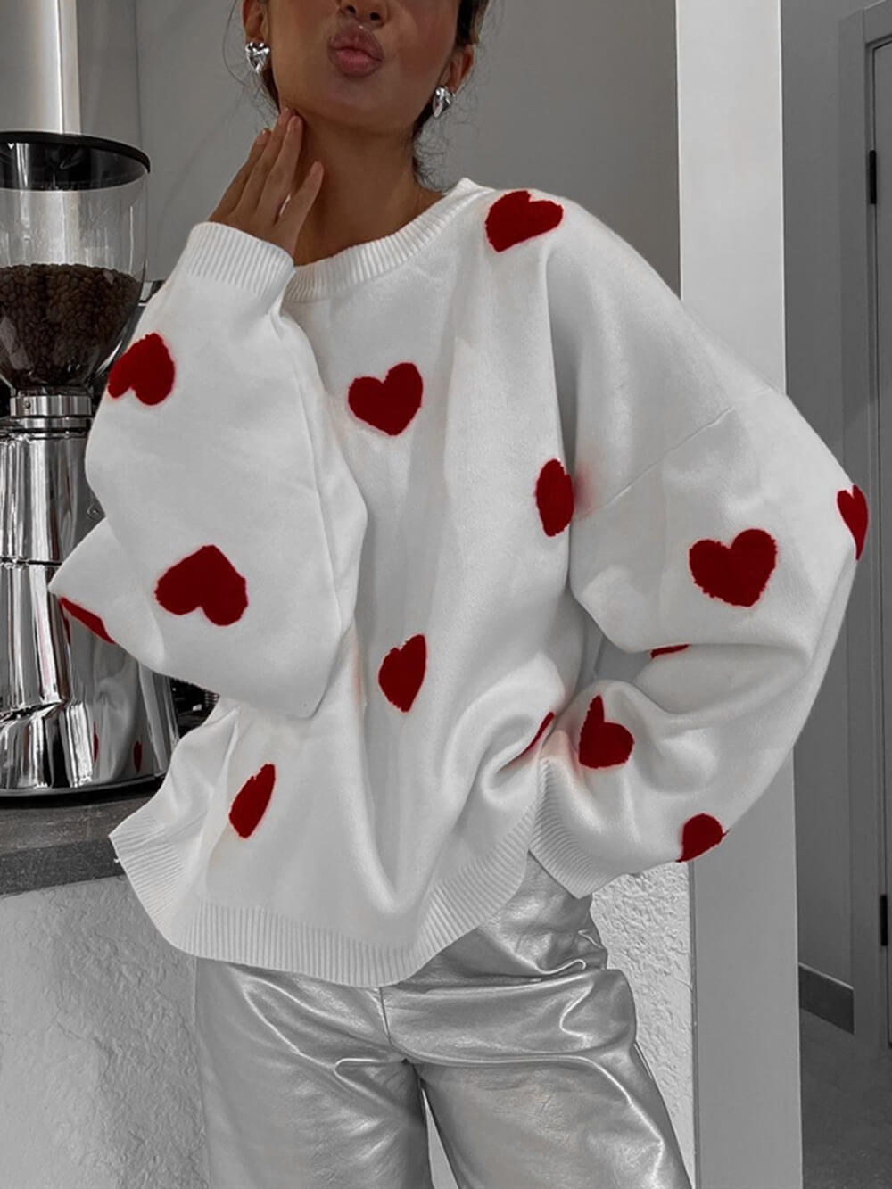 Sweat-shirt en tricot coeur